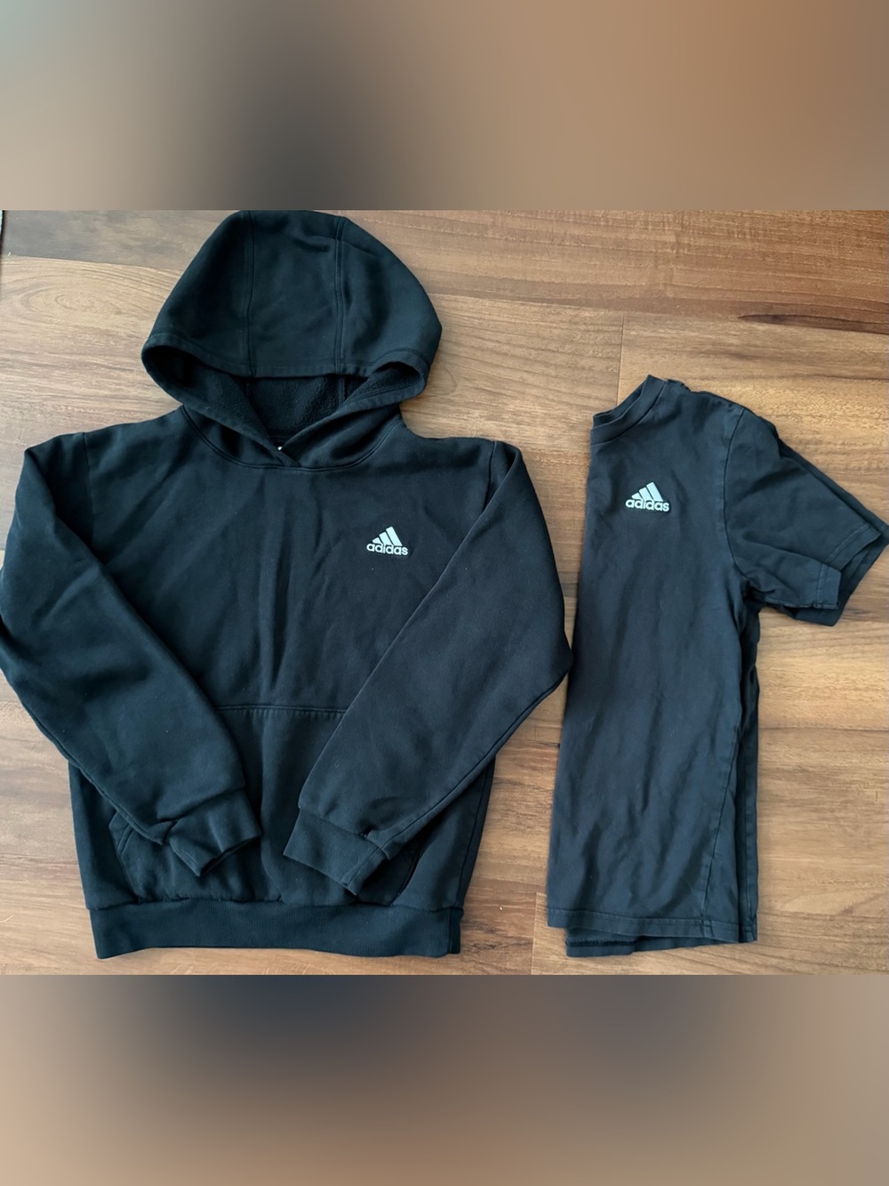 adidas Black Hoodie and Sleeveless Tee with White Logo, 10/12